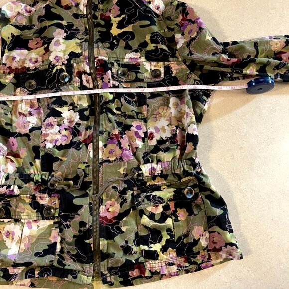 Erin London Jacket women's Size Medium Zip Up Floral Camouflage - Picture 8 of 11